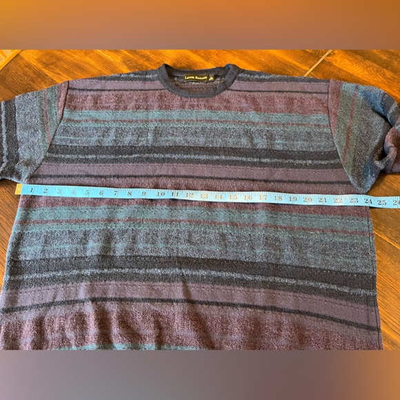 Lenor Romano Wool Blend Sweater Men’s Size L Crew Textured Dark Multi Stripe USA - Picture 5 of 7